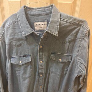 Poncho Mens L/S Denim Shirt - The Fort Davis - Size XL Slim